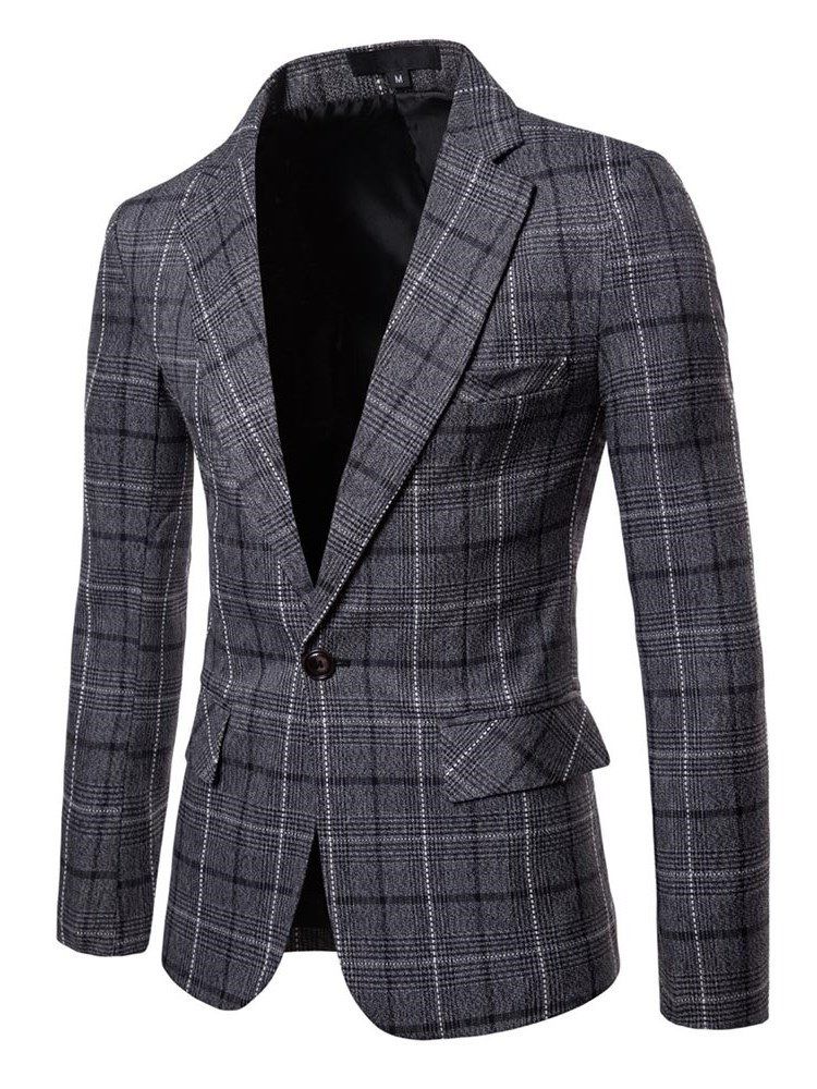 Ericdres Plaid One Button Straight Herren Casual Blazer