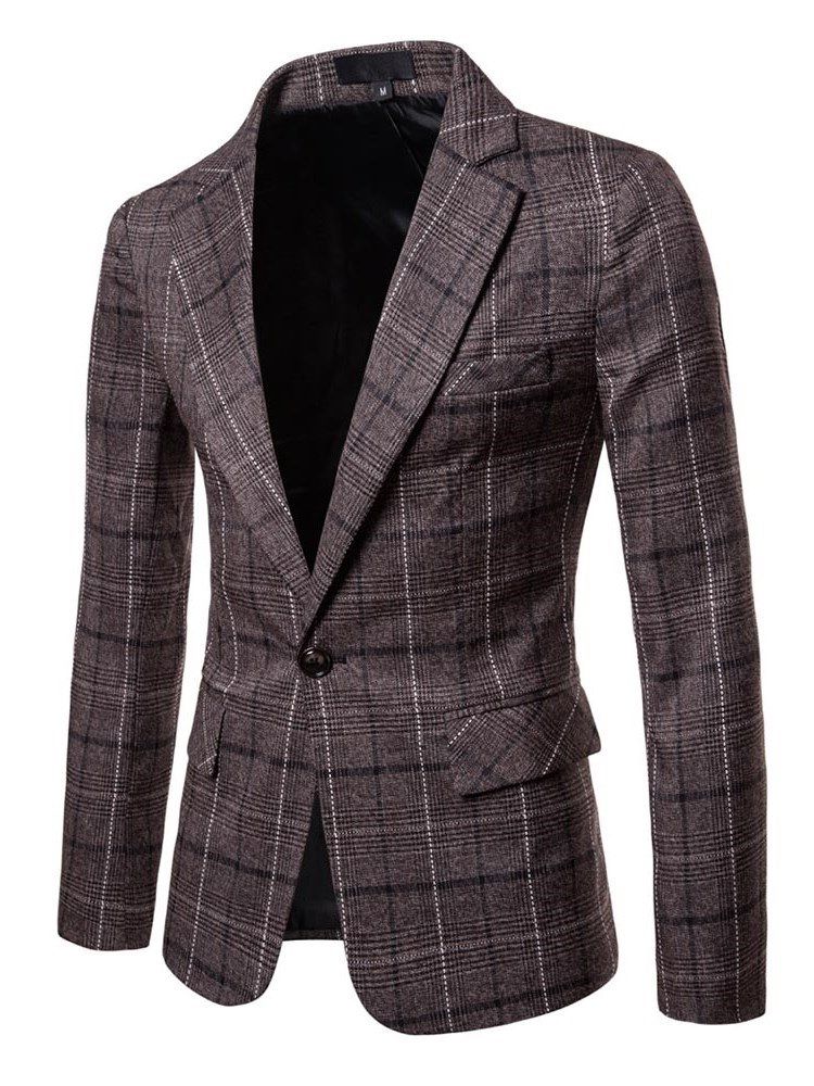 Ericdres Plaid One Button Straight Herren Casual Blazer