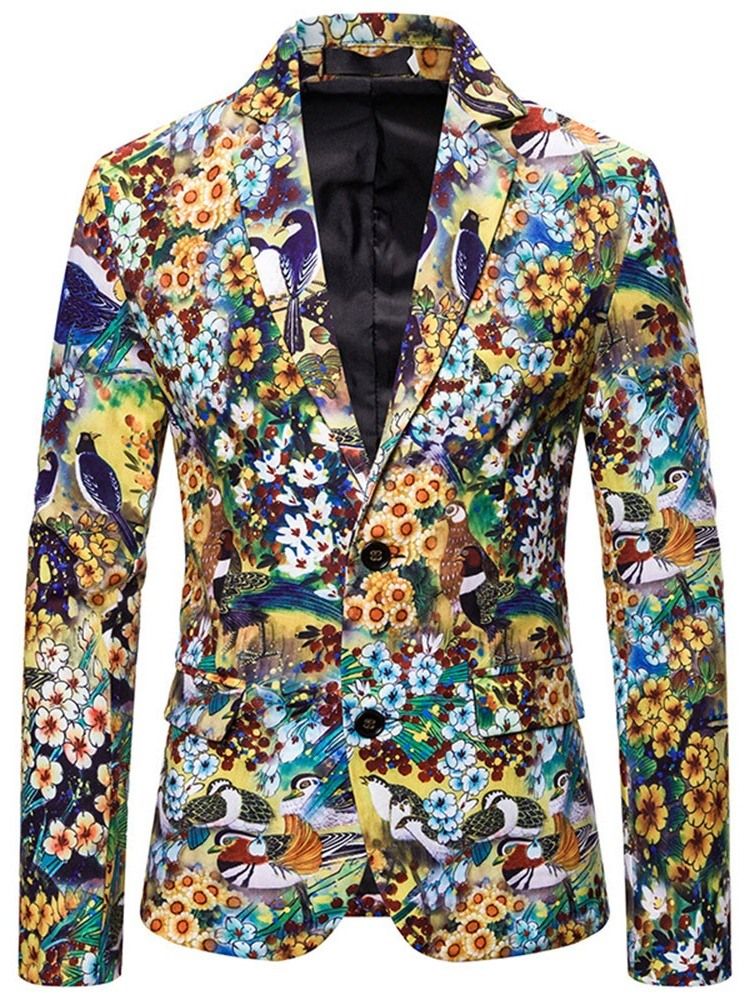 Fashion Gekerbter Revers Floral Herren Freizeitblazer