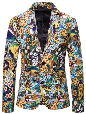 Fashion Gekerbter Revers Floral Herren Freizeitblazer