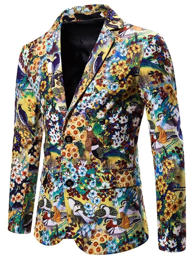 Fashion Gekerbter Revers Floral Herren Freizeitblazer