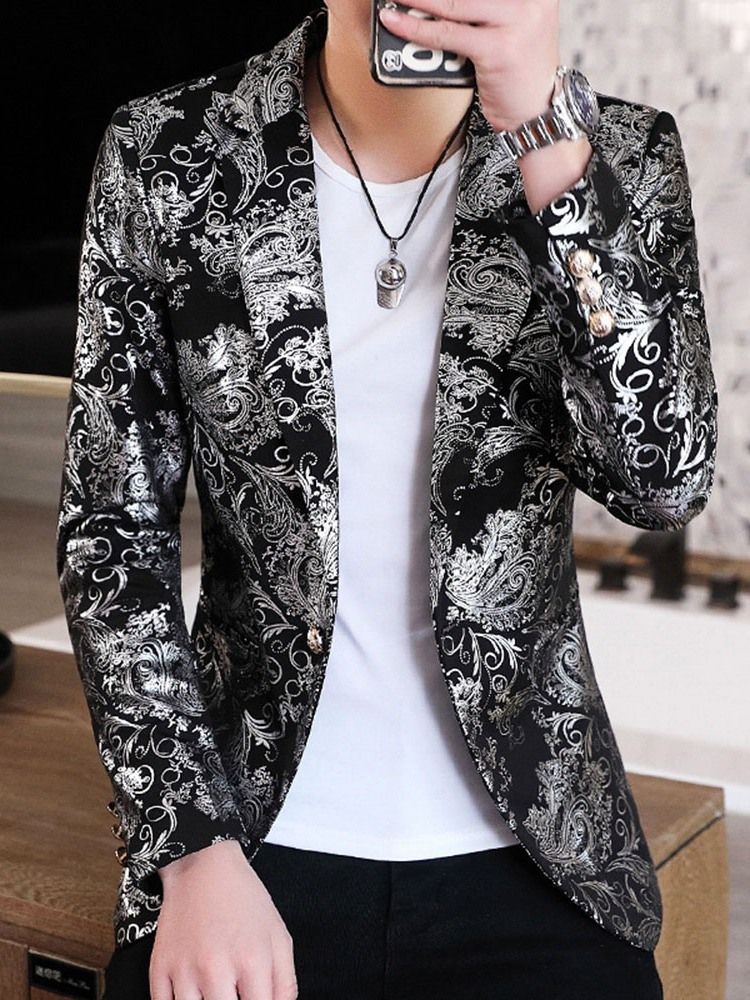 Freizeit-blazer Mit Gekerbtem Revers-print Für Herren