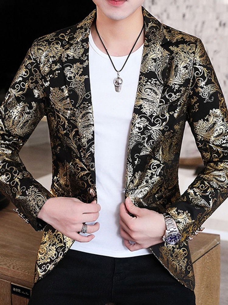 Freizeit-blazer Mit Gekerbtem Revers-print Für Herren