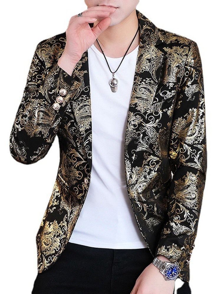 Freizeit-blazer Mit Gekerbtem Revers-print Für Herren