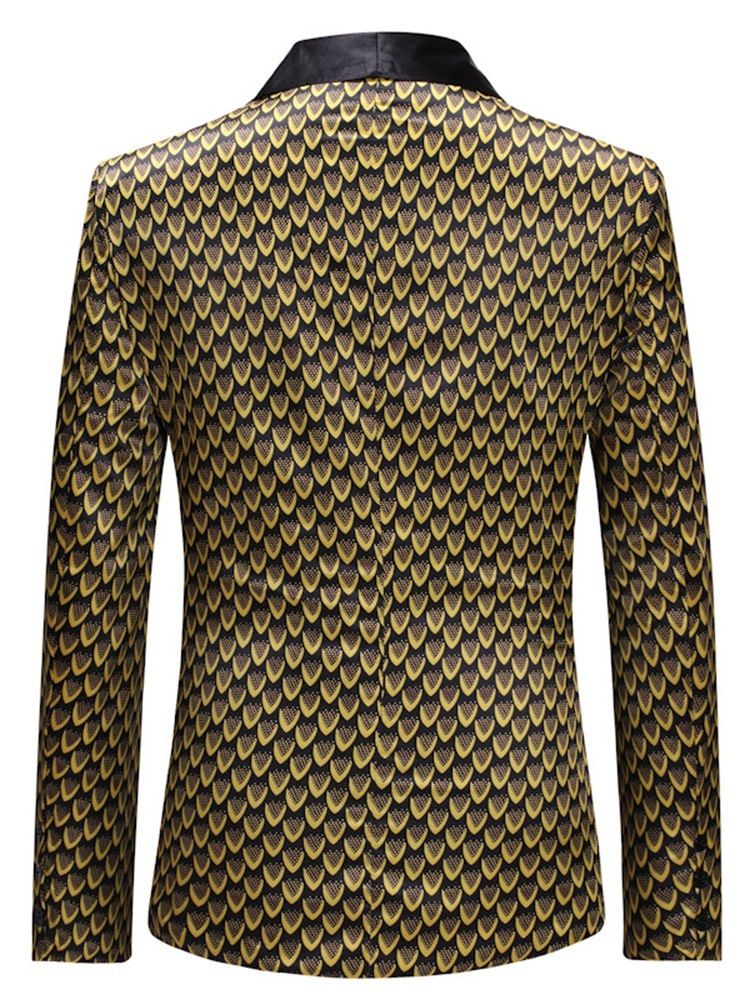 Goldener Geometrischer Print Slim Ein-knopf-herren-blazer