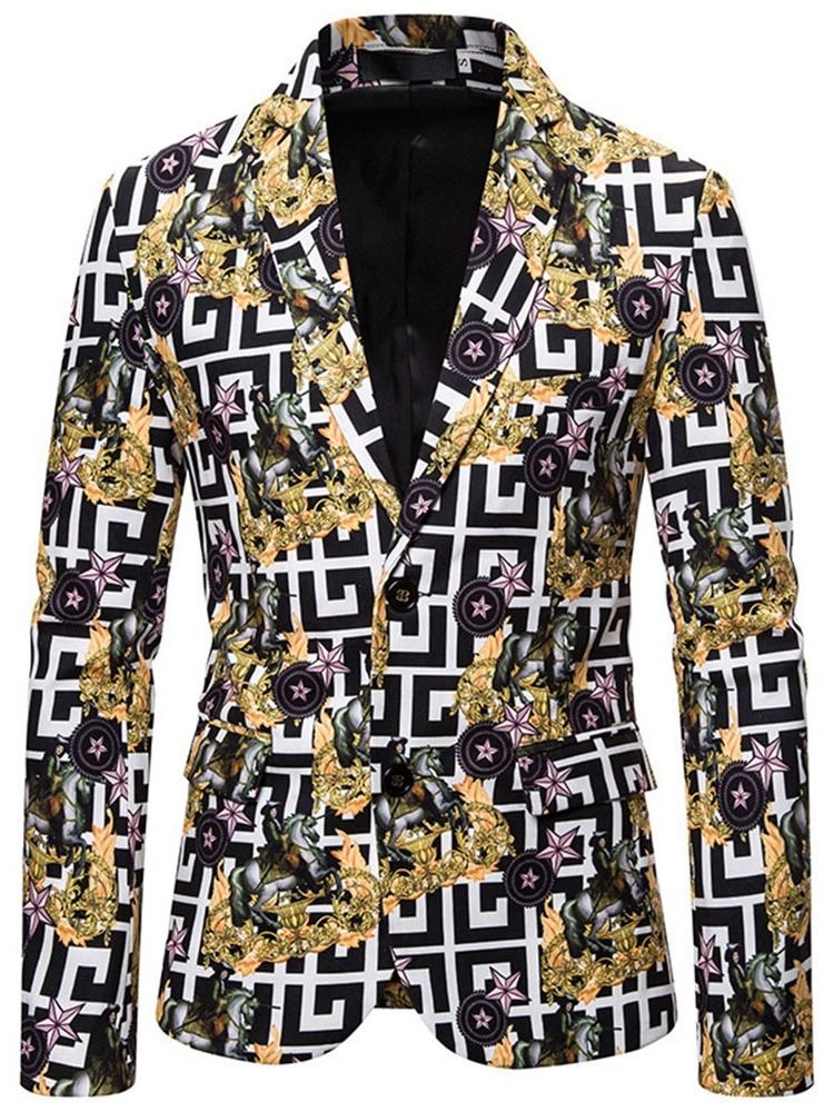 Herren-blazer Mit Gekerbtem Revers-print Und Blumen