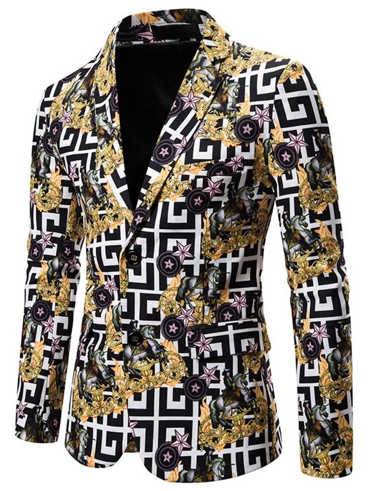 Herren-blazer Mit Gekerbtem Revers-print Und Blumen