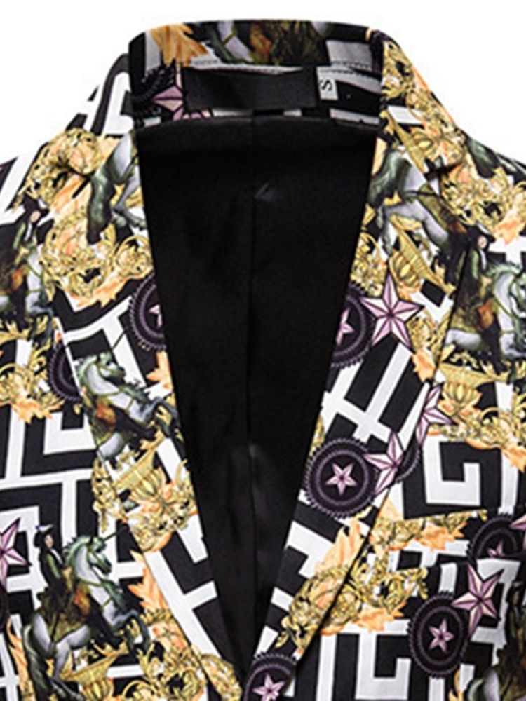 Herren-blazer Mit Gekerbtem Revers-print Und Blumen