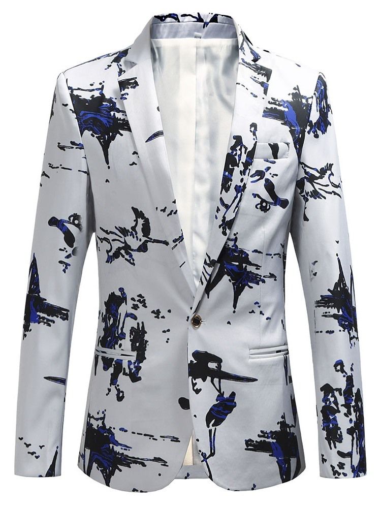 Herren-freizeit-blazer Mit Gekerbtem Revers Slim Print