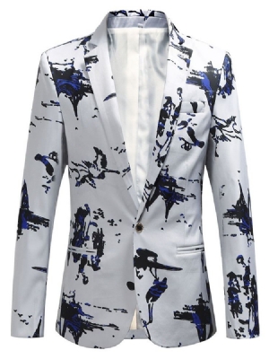 Herren-freizeit-blazer Mit Gekerbtem Revers Slim Print