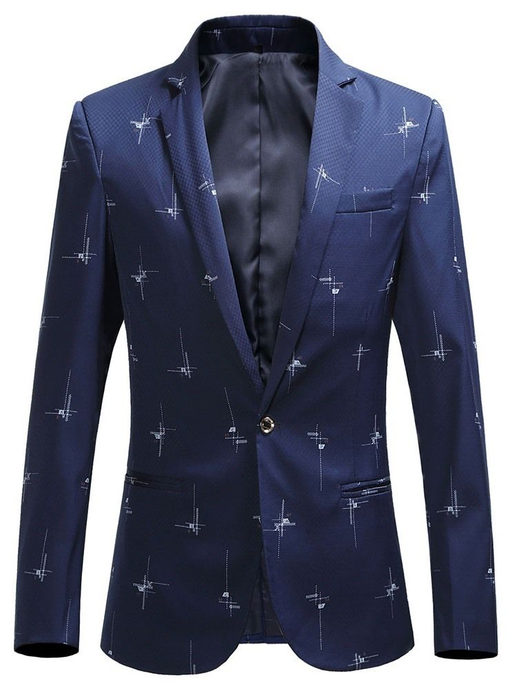 Herren-freizeit-blazer Mit Gekerbtem Revers Slim Print