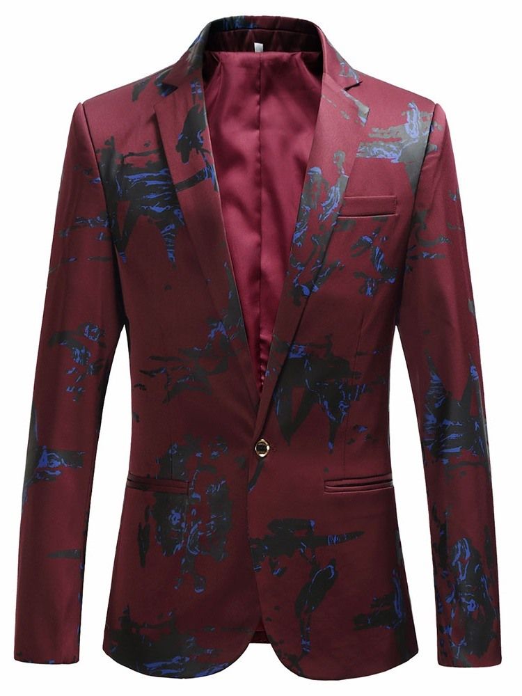 Herren-freizeit-blazer Mit Gekerbtem Revers Slim Print