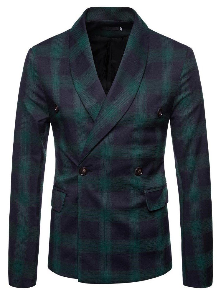 Karierter Zweireihiger Herren Casual Blazer