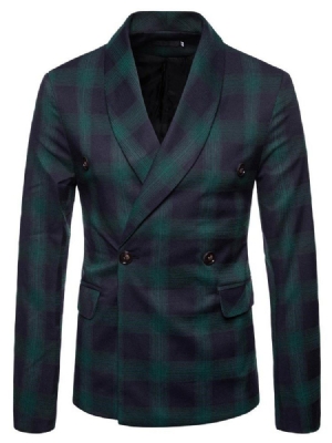 Karierter Zweireihiger Herren Casual Blazer