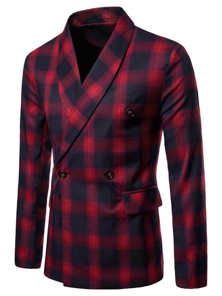 Karierter Zweireihiger Herren Casual Blazer