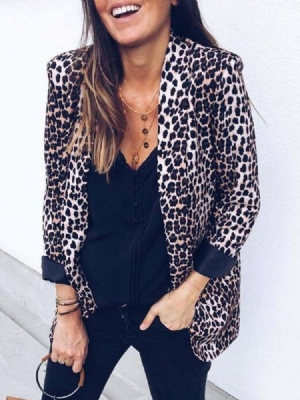 Leopard Wrapped Langarm Mittellang Regular Casual Damen Blazer