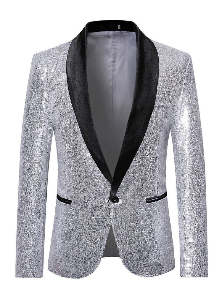 Patchwork Pailletten Ein Knopf Herren Party Ball Blazer