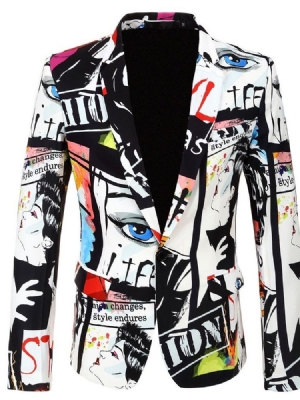 Print Fashion Color Block Herren Blazer