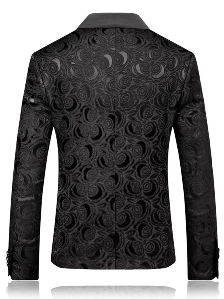 Schwarzer Slim Fit Herren Hochzeitsball Blazer Mit Print