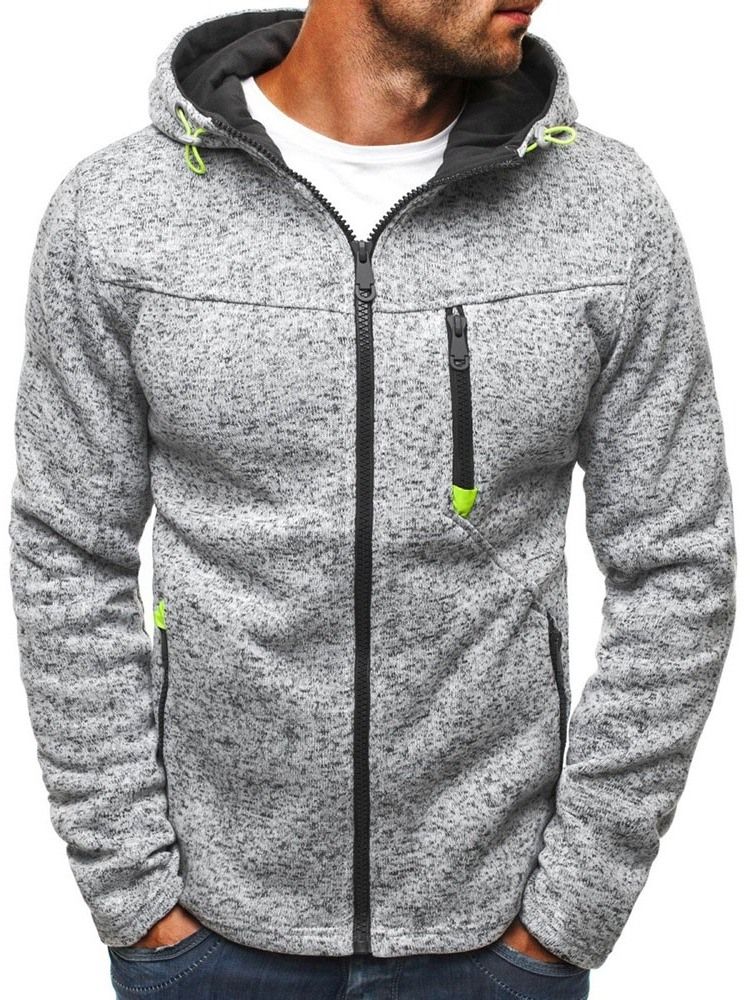 Cardigan Color Block Zipper Casual Herren Hoodies