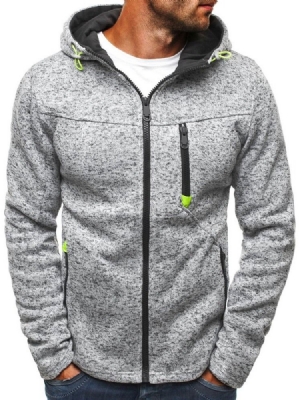 Cardigan Color Block Zipper Casual Herren Hoodies