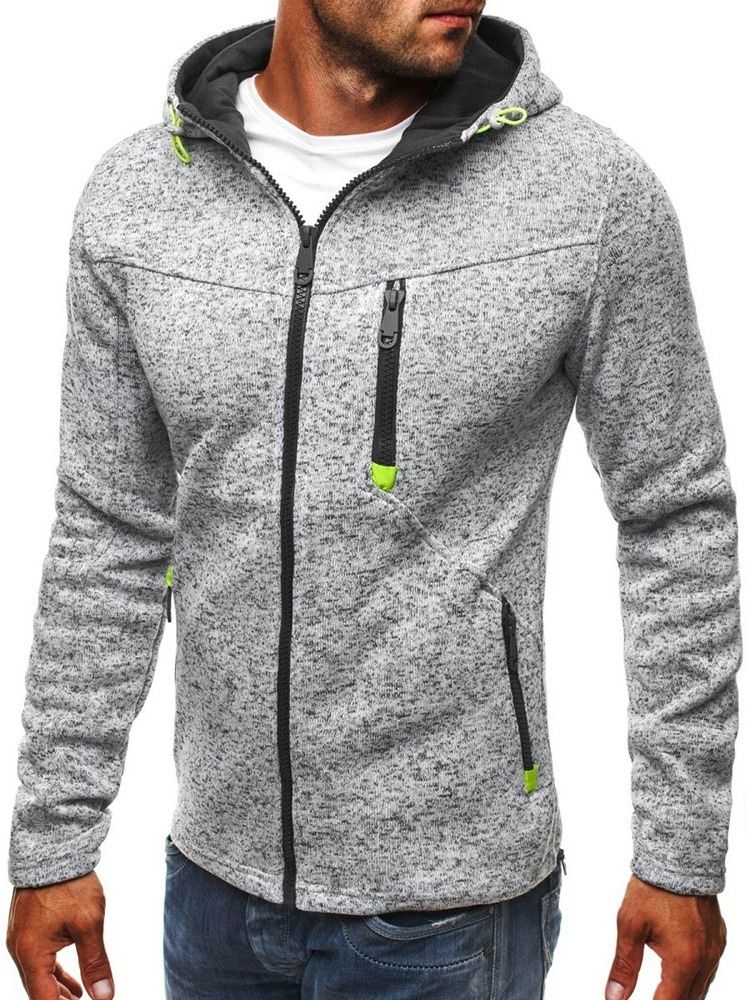 Cardigan Color Block Zipper Casual Herren Hoodies