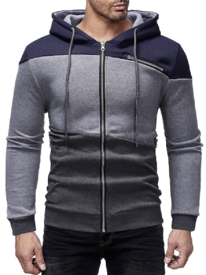 Cardigan Color Block Zipper Herren Casual Hoodies