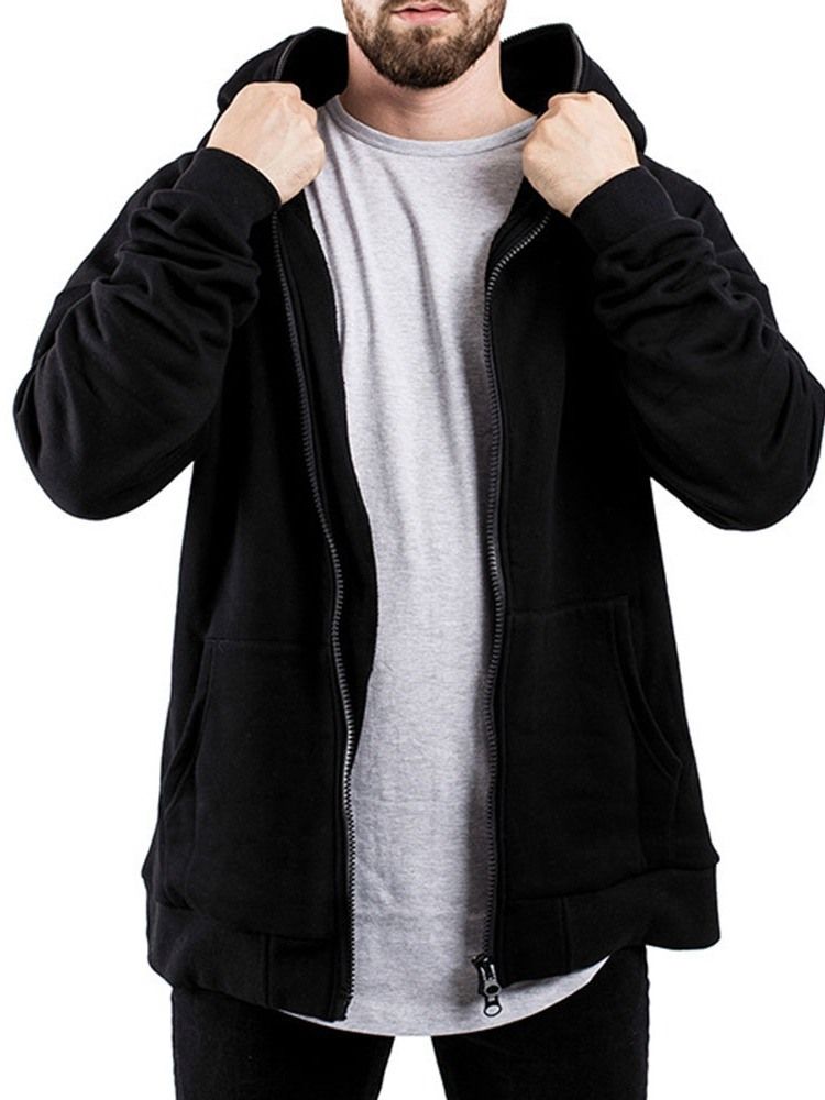 Cardigan Einfarbiger Reißverschluss Loose Style Herren Hoodies