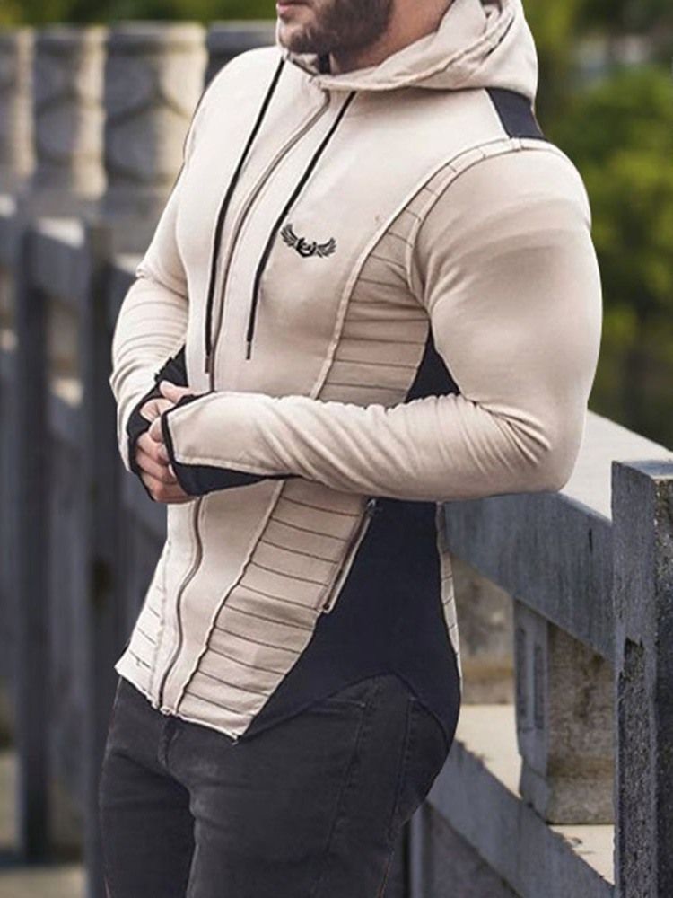 Cardigan Patchwork Color Block Sport Herren Hoodies