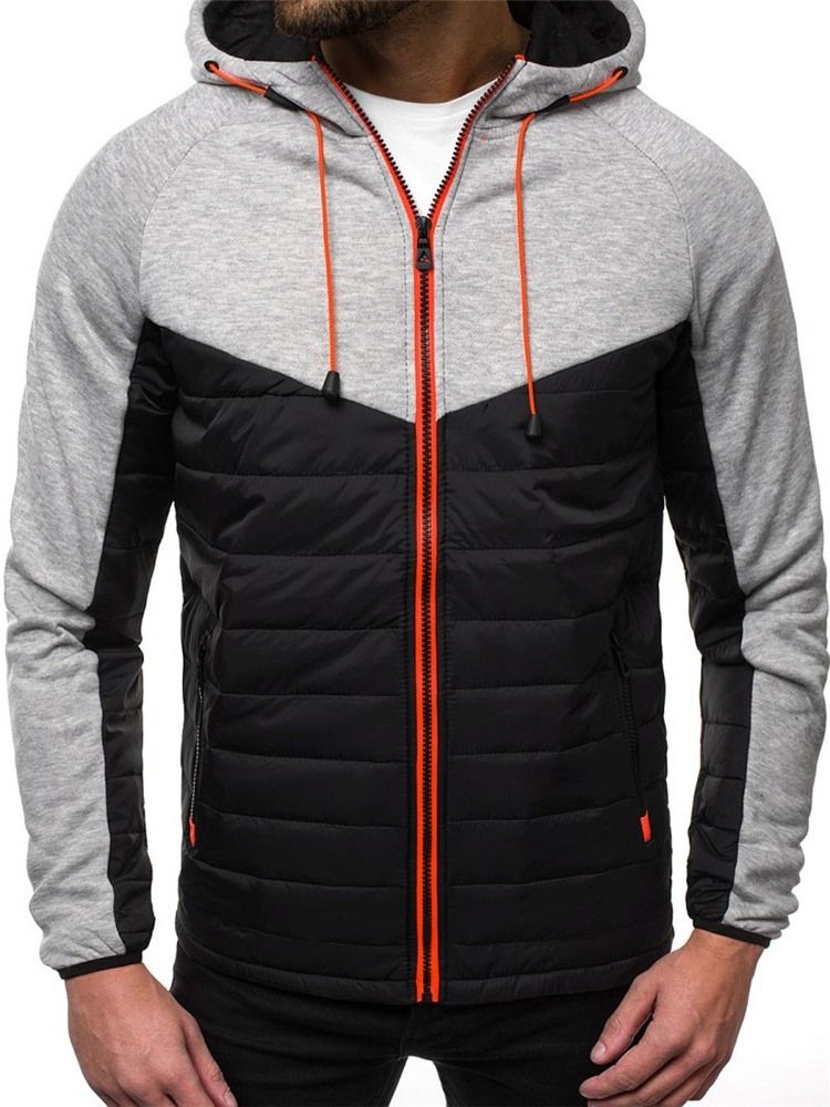 Cardigan Patchwork Slim Zipper Herren Hoodies