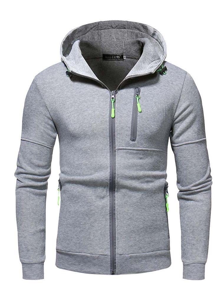 Cardigan Plain Patchwork Zipper Herren Casual Hoodies