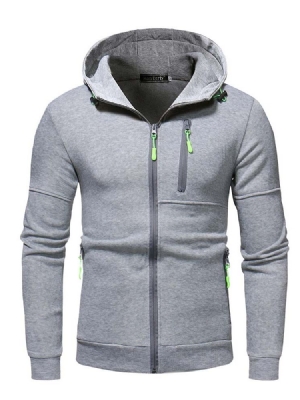 Cardigan Plain Patchwork Zipper Herren Casual Hoodies