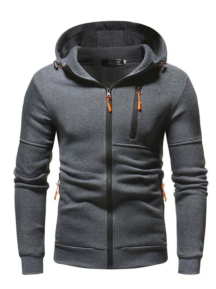 Cardigan Plain Patchwork Zipper Herren Casual Hoodies