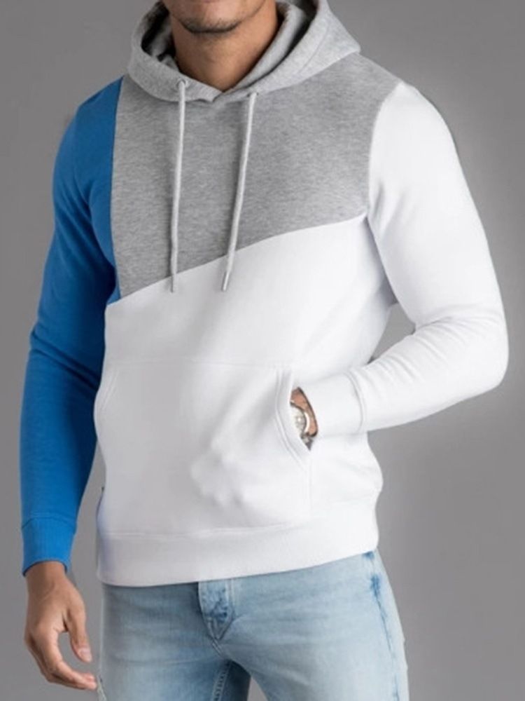 Color Block Dicker Herbst Pullover Herren Hoodies