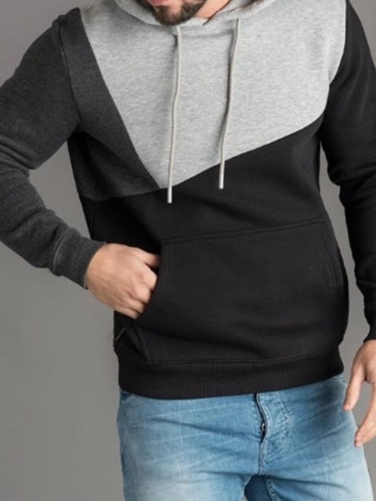 Color Block Dicker Herbst Pullover Herren Hoodies