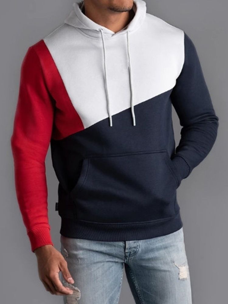 Color Block Dicker Herbst Pullover Herren Hoodies