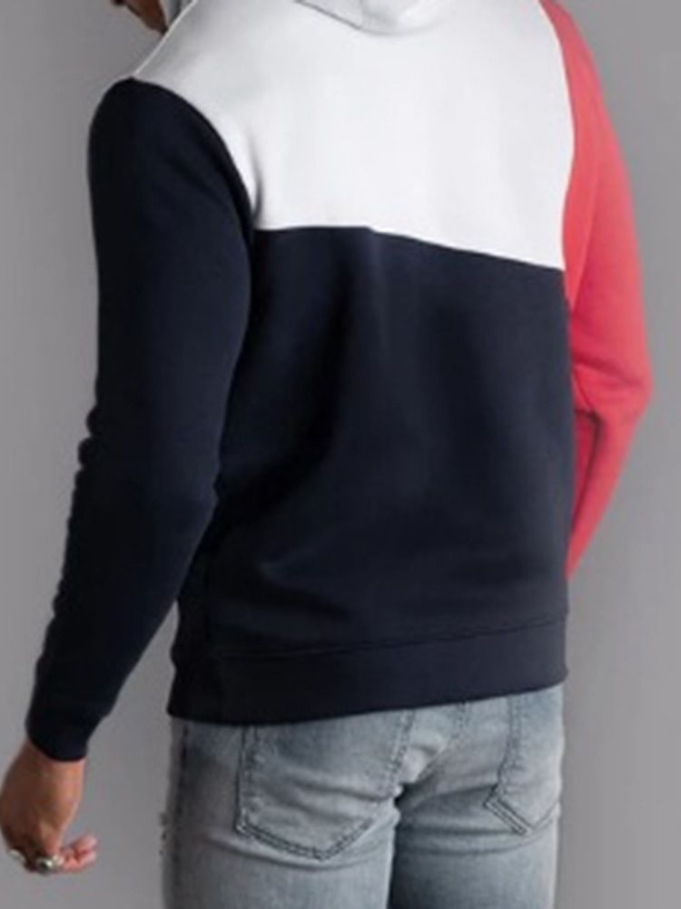 Color Block Dicker Herbst Pullover Herren Hoodies