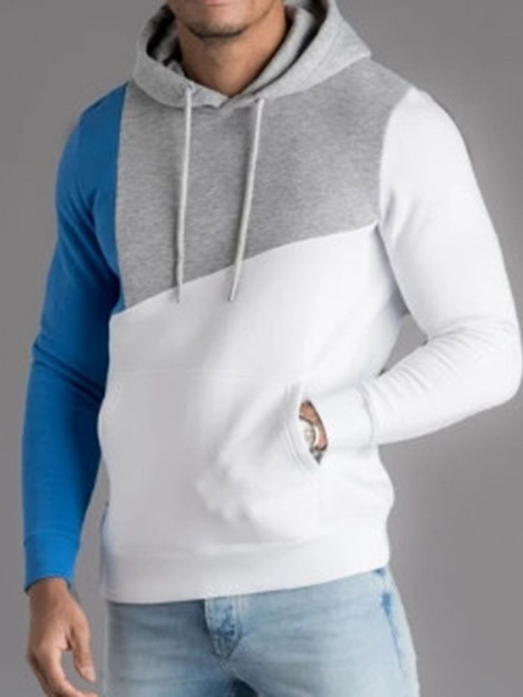 Color Block Dicker Herbst Pullover Herren Hoodies