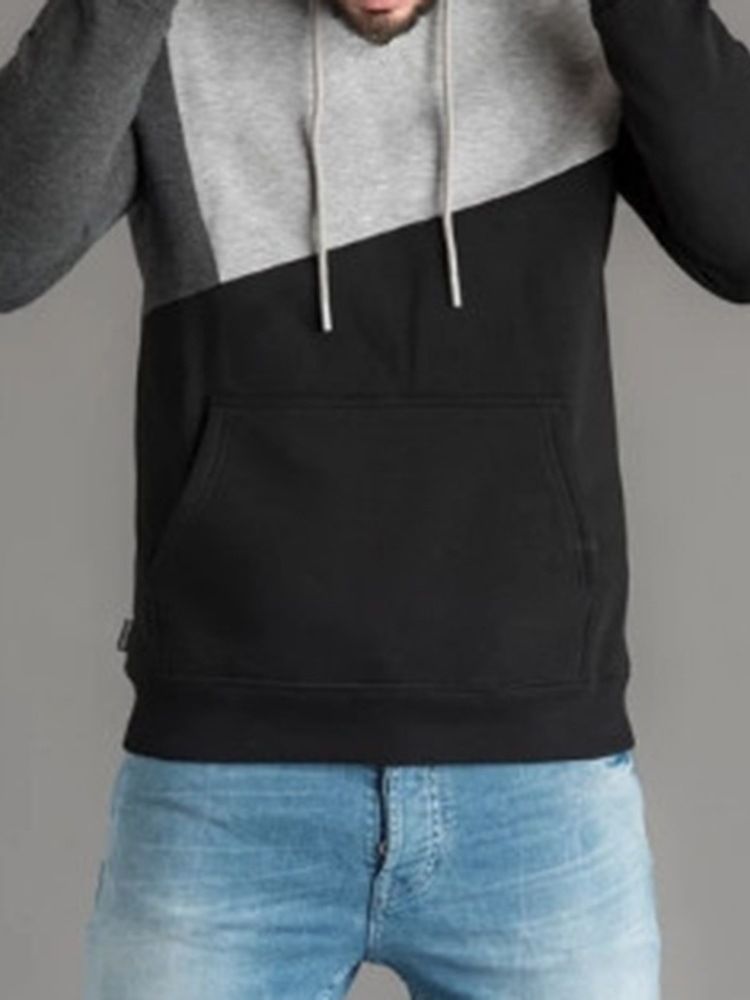 Color Block Dicker Herbst Pullover Herren Hoodies