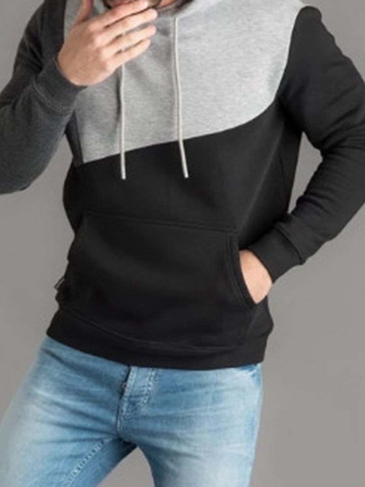 Color Block Dicker Herbst Pullover Herren Hoodies