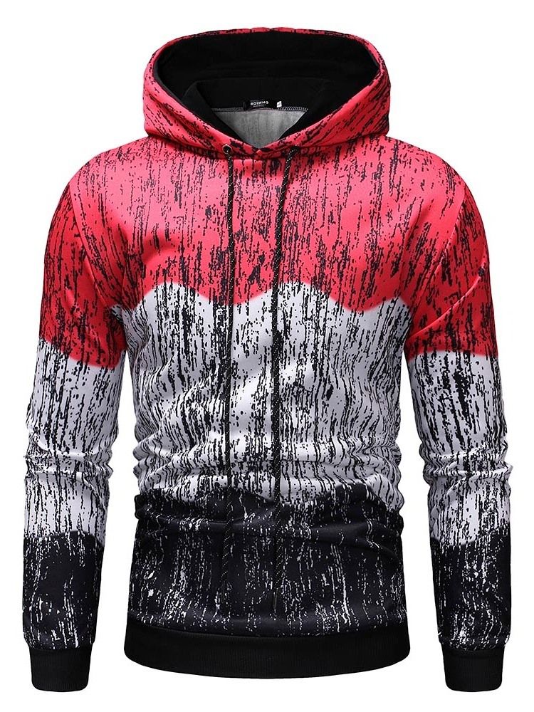 Color Block Fleece Pullover Herren Casual Hoodies