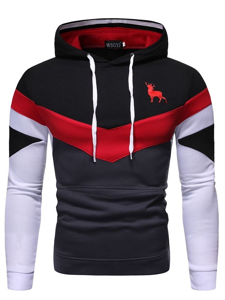 Color Block Pullover Print Herren Slim Hoodies