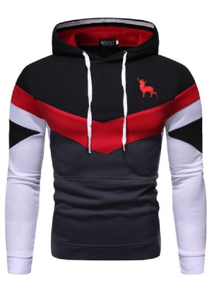 Color Block Pullover Print Herren Slim Hoodies