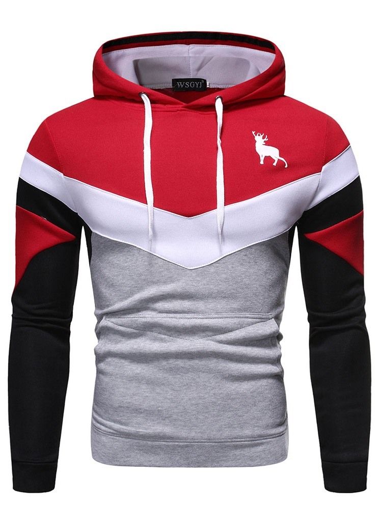 Color Block Pullover Print Herren Slim Hoodies