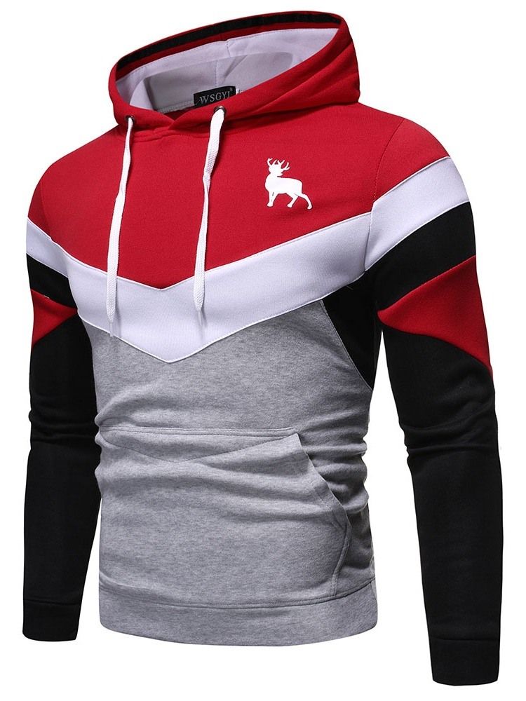 Color Block Pullover Print Herren Slim Hoodies