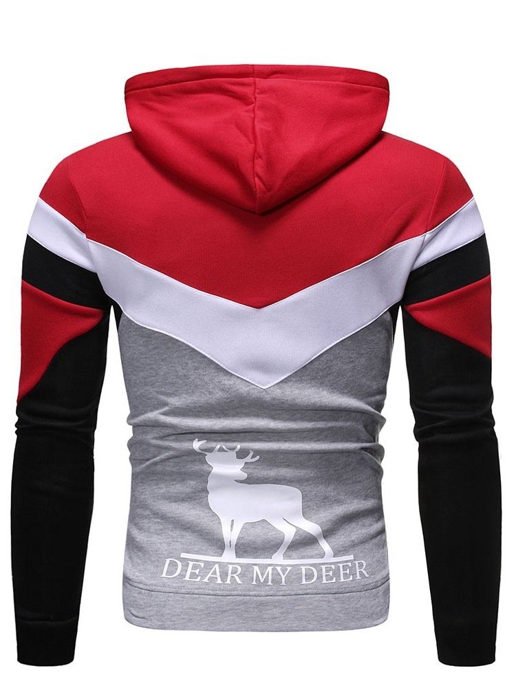 Color Block Pullover Print Herren Slim Hoodies