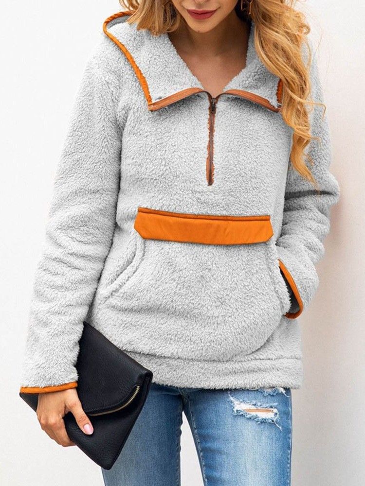 Color Block Regular Winter Langarm Damen Hoodie