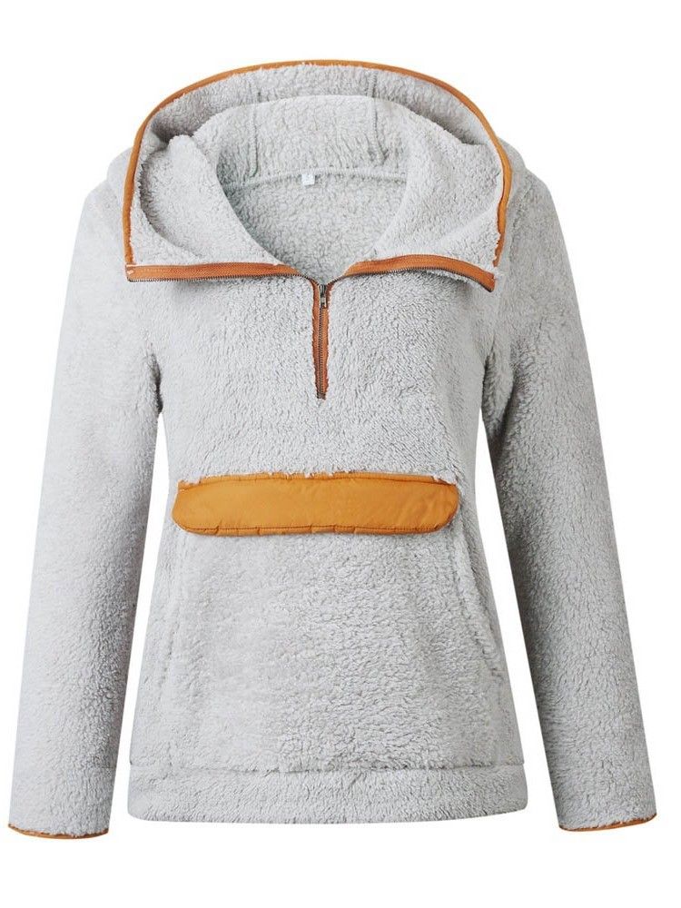 Color Block Regular Winter Langarm Damen Hoodie