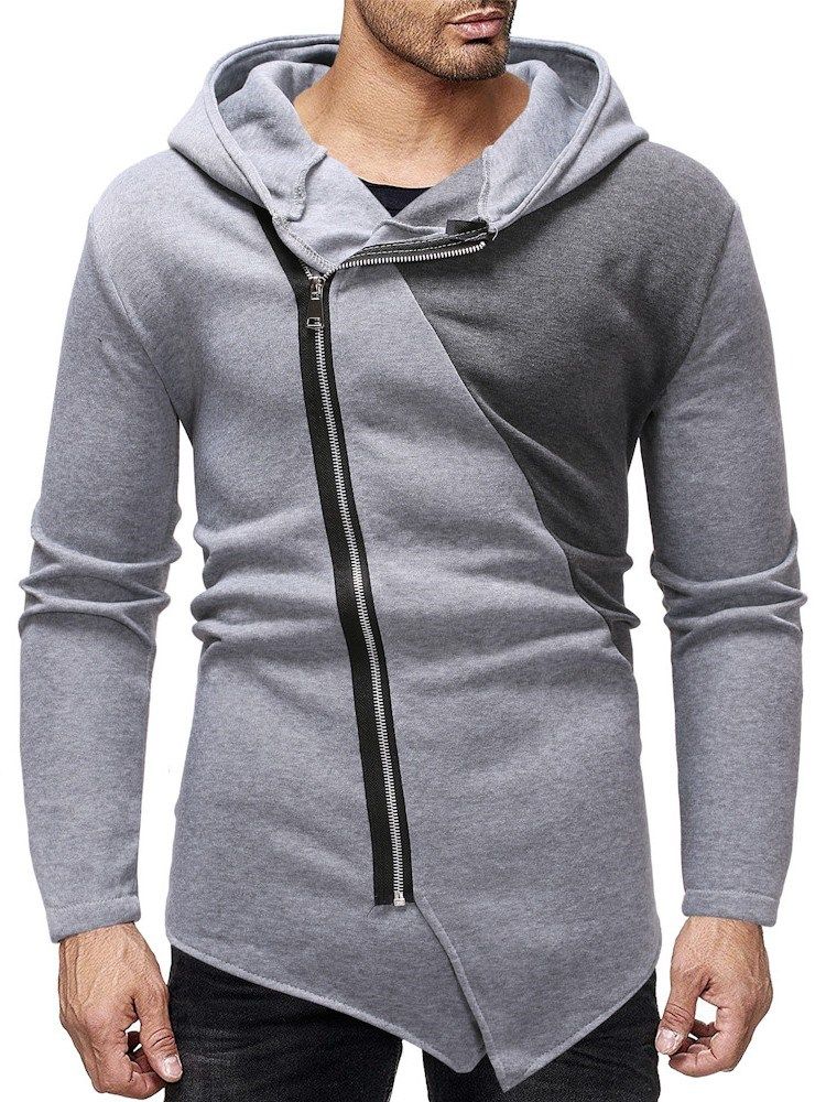 Color Block Zipper Cardigan Casual Herren Slim Hoodies