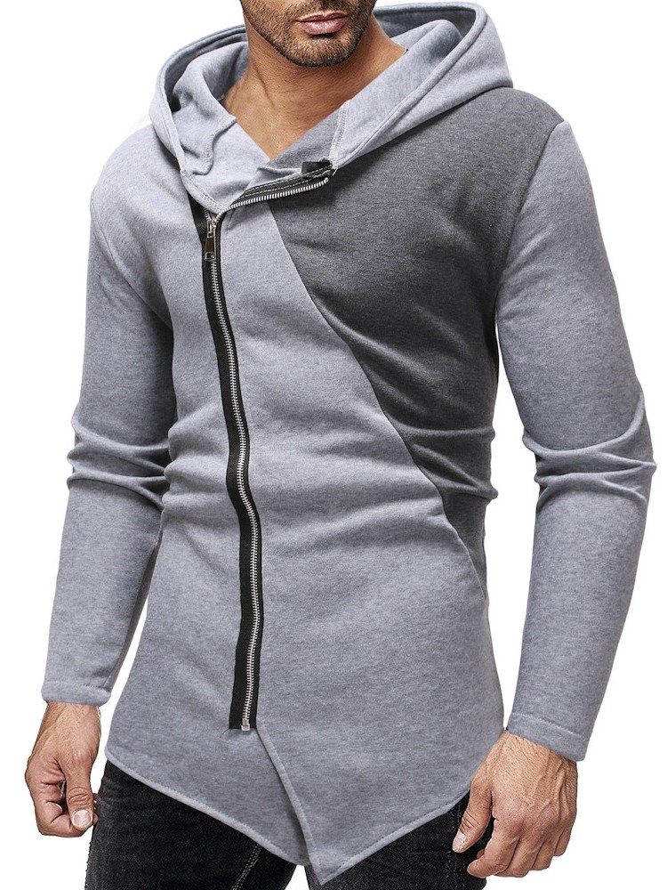 Color Block Zipper Cardigan Casual Herren Slim Hoodies